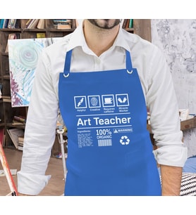 BK Gift Profesyonel Resim Öğretmeni Tasarımlı Mavi Mutfak Önlüğü, Resim Önlüğü, Şef Önlüğü, Ev Hediyesi, Öğretmenler Günü Hediyesi