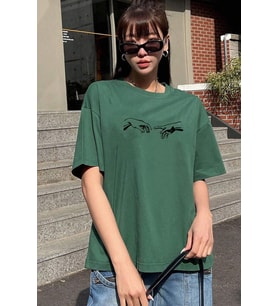 Unisex Michelangelo Baskılı T-shirt (Yeşil)