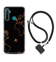 Realme 5i 5 Pro 6i 7 Pro 8 Kılıf Boyun Askılı Silikon Harita ve Uçak 1777