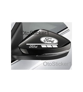 Ford İçin Uyumlu Aksesuar Oto Ayna Sticker Sağ-Sol 2 Adet Beyaz 16*5 Cm