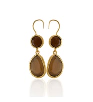 Kadir Jewellery 22 Ayar Altın Kaplama Kadın Taşlı Küpe -El İşçiliği Ve Hipoalerjenik Küpe