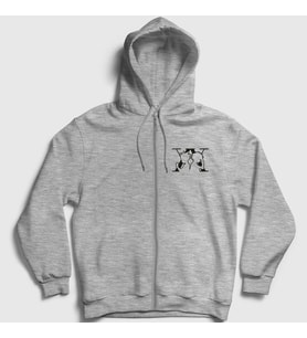 Presmono Unisex Gri Killua And Gon Anime Hunter X Hunter Fermuarlı Kapüşonlu Sweatshirt 238537tt (Gri)