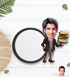 BK Gift Kişiye Özel Erkek Öğretmen Karikatürlü Ahşap Bardak Altlığı