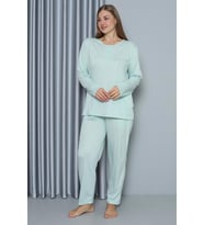 Akbeniz Kadın Büyük Beden Penye Uzun Kol Pijama Takım 202212