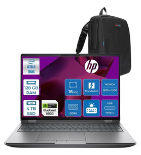 HP Zbook Fury G1I Intel Ultra 9 285HX Ddr5 128GB 4tb SSD 24GB/RTXPRO5000 Wuxga 400NITWi-Fi 7+Bt 5.4 Windows 11 Pro Aı Iş Istasyonu 5F9T8ESP44 + Zettaçanta
