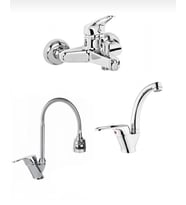 3 Lü Set Banyo Bataryası Kobarlı Oynar Başlıklı Mutfak Evye Bataryası Ve Kuğu Lavabo Btaryası