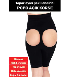 Özel Üretim İz İç Göstermez Kaymaz Sıkılaştırıcı Toparlayıcı Popo Açık Korse (Siyah)