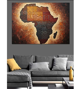 Afrika Kıtası Temalı Etnik Desenler Dekoratif Kanvas - Mdf Ahşap Tablo