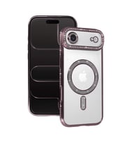 İphone 17 Air Joke Simli Magneticsafe Kılıf - Pembe