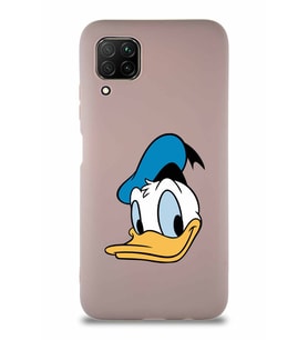 Huawei P40 Lite Soft Premier Kapak Donald Duck-B Tasarımlı Silikon Kılıf - Pudra (Şeffaf)