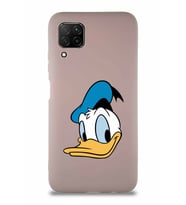 Huawei P40 Lite Soft Premier Kapak Donald Duck-B Tasarımlı Silikon Kılıf - Pudra (Şeffaf)