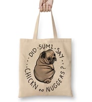 Chubby Pug Tombul Köpek Bez Çanta Uzun Saplı