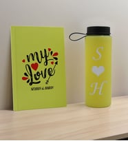 BK Gift Sevgiliye Özel İsimli Sarı Defter ve Cam Matara Hediye Seti-14, Sevgiliye Hediye, Sevgililer Günü, Yeni İş Hediyesi