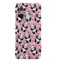 Xiaomi Redmi 12c Uyumlu Lansman Kılıf Panda Tasarımlı İçi Kadife Kapak-Pembe (Şeffaf)