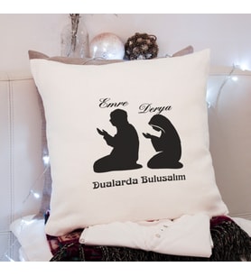 Namaz Kılan Eşler ( Dualarda Buluşalım ) Tasarımlı Yastık Kişiye Özel