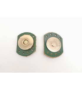 Angel Çanta Aksesuar Yeşil Renk Gerçek Derili Oval Kenar Mıknatıslı Çıtçıt Light Gold Metalli