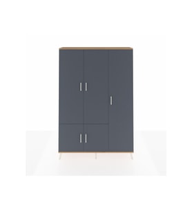 Arges Gardrop 7 Raflı 5 Kapaklı Tek Askılı 132x30x195 Çam-Antrasit