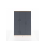 Arges Gardrop 7 Raflı 5 Kapaklı Tek Askılı 132x30x195 Çam-Antrasit