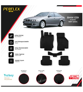Bmw E39 5 Serisi 1997-2004 3D Havuzlu Paspas (Siyah - Beyaz)