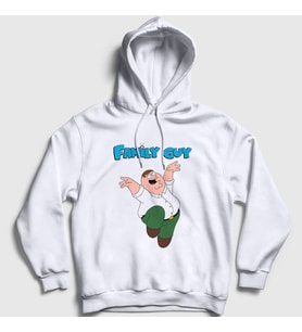 Presmono Unisex Beyaz Peter Griffin Family Guy Kapüşonlu Sweatshirt 300751tt