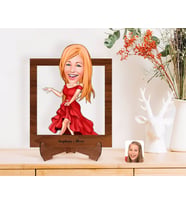 BK Gift Kişiye Özel Kadın Manken Karikatürlü Ahşap Standlı 3D Biblo-1 (Beyaz)