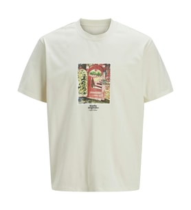 Jack & Jones 12273494 Jorparos Graphic Front Tee Ss Crew Ekru