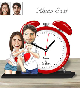 Kişiye Özel Ahşap Saat-Sevgililer Günü Hediyesi Sevgili Model-9