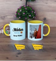 Maden Mühendisi Kupa Bardak Sarı Fotoğraflı Mühendisler Günü Hediyesi