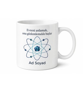 İsimli Atom Modeli Desenli Fizikçi Kupası Hediye Bardak Özel Tasarım Kupa