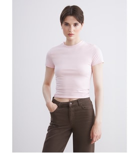 LCW Vision Pembe Bisiklet Yaka Kadın Body