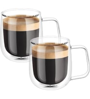2 Adet 250 ml Çift Cidarlı Borosilikat Cam Kupa Bardak Termisil Isıya Dayanıklı Şeffaf Kahve Çay Latte Espresso Fincanı Cam Bardak Seti