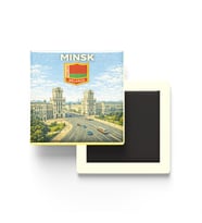 Retro Belarus Minsk Şehri Temalı Vintage Buzdolap Magneti – 9x9 cm