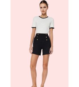 Kadın Moda Yüksek Bel Düğmeli Boru Paça Örme Şort Yazlık Şort Stilin Buluştuğu Yer