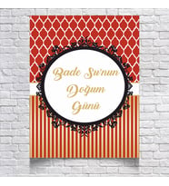 Kırmızı Çizgili Doğum Günü Afişi