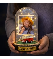 Kişiye Özel Fotoğraflı ve Yazılı LED Işıklı Fanus – Sevgiliye, Eşe, Anneye Özel Dekoratif Hediye R1 (Model 6)