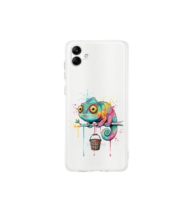 Samsung Galaxy A04 ile Uyumlu Splash Bukalemun Tasarımlı Şeffaf Silikon Kılıf