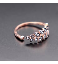 Pigada Ayarlanabilir Gümüş Bayan Yüzük Sarmaşık Yapraklı (Rose)