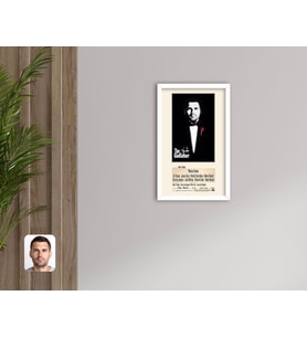 BK Gift Kişiye Özel Godfather Baba Tasarımlı Dekoratif Ahşap Beyaz Çerçeveli Tablo-5