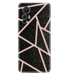 Xiaomi 12 Lite Kılıf Resimli Desenli Baskılı Silikon Pembe Şeritli Mermer 1312