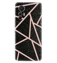 Xiaomi 12 Lite Kılıf Resimli Desenli Baskılı Silikon Pembe Şeritli Mermer 1312