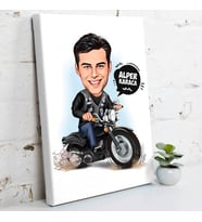 Motor Sever Erkek Karikatürlü Kanvas Tablo