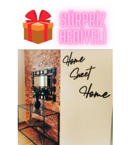 Sürpriz Hediyeli Home Sweet Home Yazısı Duvar Süsü Mdf Duvar Süsü (Siyah)