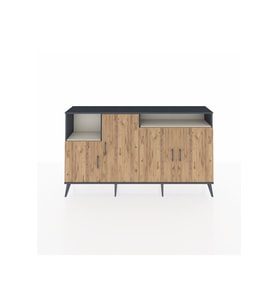 Arges Konsol 5 Raflı 4 Kapaklı 176x30x99 Antrasit-Çam/Aytaşı