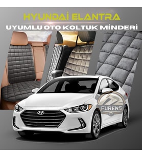 Hyundai Elantra Antrasit Renk Tay Tüyü Cepli & Terletmez Sırtlı Oto Koltuk Minder Seti - Koltuk Koruma Kılıfı (ÖN & ARKA TAM SET)