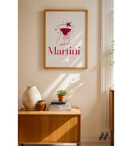 Martini Zarif Poster, Ahşap Çerçeveli Duvar Tablosu - Mutfak Dekorasyonu