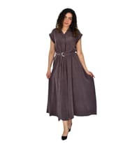 Kadın Beli Kemerli Elbise BGL-ST04639 (Kahverengi)