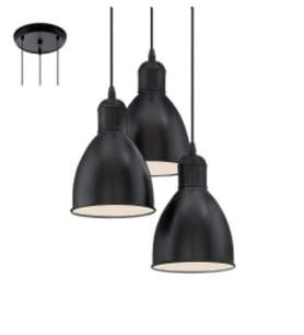 MYLİGHTS RETRO ÜÇLÜ METAL SARKIT AVİZE SİYAH İÇİ BEYAZ SARKIT