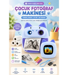 Çocuk Fotoğraf Makinesi Anında Termal Baskılı – 20 MP Çift Kameralı, 2.0” H