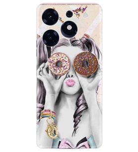 Tecno Spark 10 Pro Kılıf Resimli Desenli Baskılı Silikon Donut Girl 1408