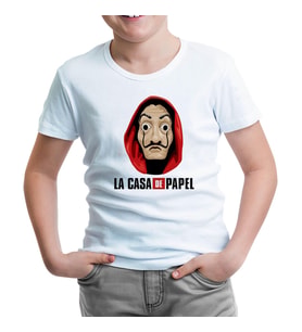 La Casa de Papel - Dali Mask Beyaz Çocuk Tshirt